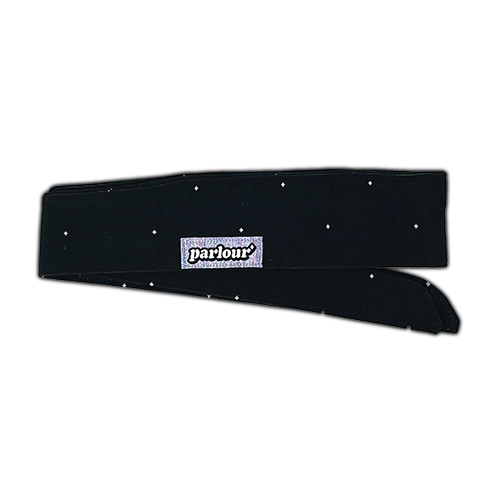 BLACK W WHITE STARS- HEADBAND PROTO B2 (sparkly tag)