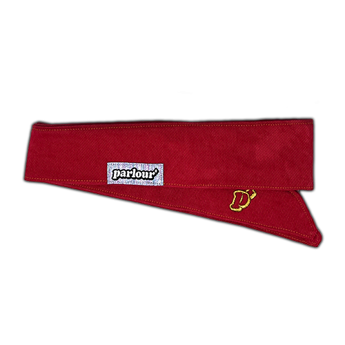 RED DYED - HEADBAND PROTO A (sparkly tag)