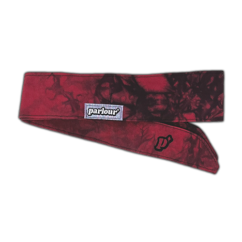 RED/BLACK TIE DYE - HEADBAND PROTO A (sparkly tag)