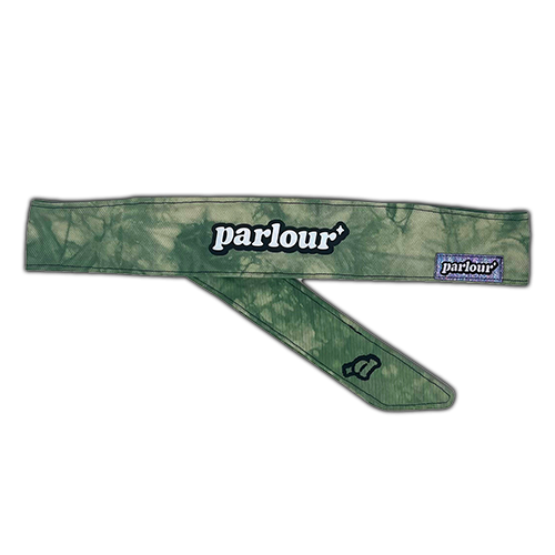 GREEN TIE DYE - HEADBAND PROTO A (sparkly tag)